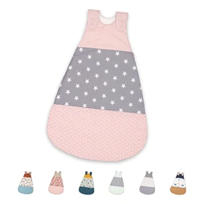 Abbildung von ULLENBOOM Schlafsack Baby 4 10 Monate, 68/74, OEKO TEX Materialien, Rosa Grau (Made in EU), 2,5 TOG Neugeborene Ganzjährig für Frühling, Herbst und Winter