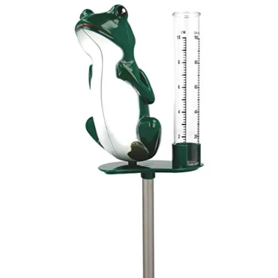 Abbildung von Lantelme Regenmesser Frosch und Gartenthermometer Sonne (Metall Erdspieße, inkl. 40cm Erdspieß Metall)