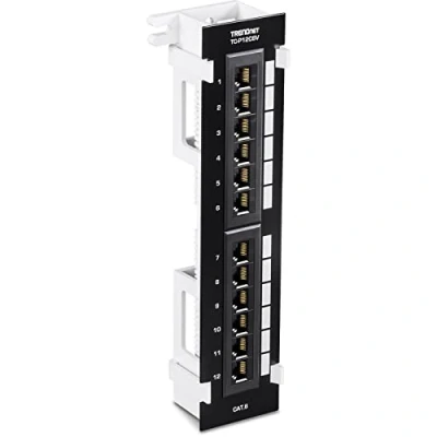 Abbildung von TRENDnet TC P12C6V 12 Port Cat6 Ungeschirmtes Patchpanel, Wandmontage, Inklusive 89D Halterung, Vertikale oder Horizontale Installation, Kompatibel mit Cat5e &amp; RJ45, 110 IDC Anschlussblöcke
