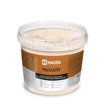 Abbildung von HAUSA Holzkitt 1 kg Buche Dunkel Holzspachtelmasse, Kitt für Holz, Holzspachtel/Füllmasse zum Reparieren von Holzschäden gebrauchsfertig ausgezeichnete Füllkraft schnelltrocknend rissbeständig