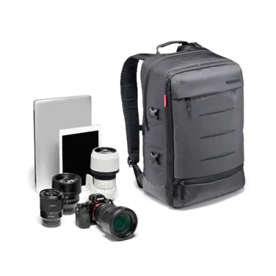 Abbildung von Manfrotto Manhattan Rucksack Mover 30, Mehrzweckrucksack, für den Transport von Kamera und Zubehör, aus wasserabweisendem Material, Fotorucksack mit PC Tablet Fach, Stativ Halterung