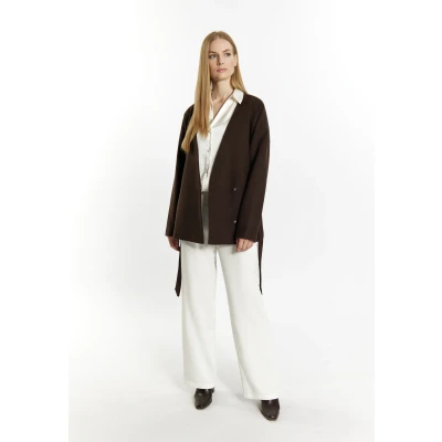 Abbildung von DREIMASTER klassische Damen Übergangsjacke aus einer Wollmischung XXL / Braun 77% Polyester 15% Wolle 5% Polyacryl 3% Viskose