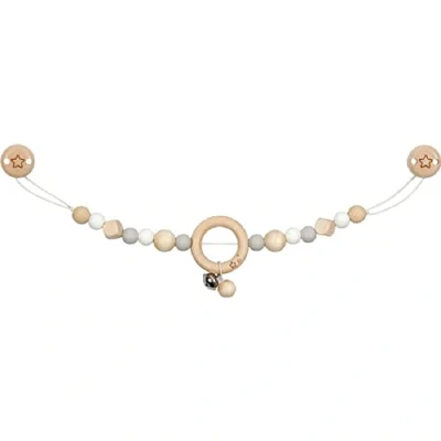 Abbildung von goki Kinderwagenkette Stern grau Holz mit Clips, Farbe: natur, weiß, (Set, 1 tlg., 1), Made in Germany, Glöckchen