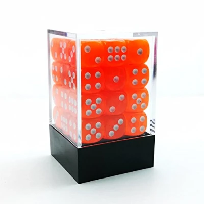Abbildung von Bescon Würfel w6 12mm 36er Brick Box, Six Sided Die (36) Block of Dice, Durchsichtige Orange m/Weiße
