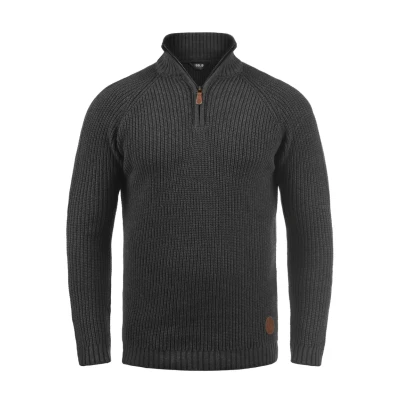 Abbildung von Solid Troyer Xenox Strickpullover, Herren, Größe: Large, Med grey m