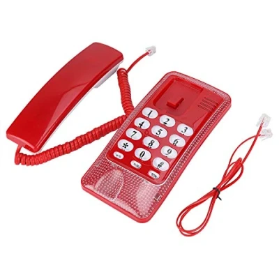 Abbildung von Bewinner Schnurgebundenes Telefon,Festnetztelefon ohne Anrufer ID Anzeige,Desktop Wandtelefon für Heim mit Blitzfunktion/Stummschaltung/Wahlwiederholung der letzten Nummer(Rot)