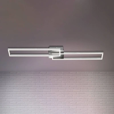 Abbildung von Briloner Leuchten LED Deckenleuchte 3145018 FRAME, CCT über Fernbedienung, Nachtlichtfunktion, Timerfunktion, fest integriert, Kaltweiß, Neutralweiß, Tageslichtweiß, Warmweiß, Deckenlampe, 110x24,8x7,8cm, Chrom, 40W, Wohnzimmer, Schlafzimmer