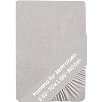 Abbildung von roba Spannbettlaken Lil Planet 60 x 120 70 140 Baby Bettlaken für Kindermatratzen Bio Baumwolle GOTS und Oeko Tex Standard 100 Grau