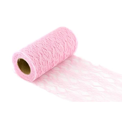 Abbildung von Creativery 10m Spitzenstoff 30cm (rosa 148) // Spitze Tischläufer Tischband Spitzenband Spitzenborte Hochzeit