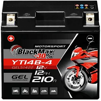 Abbildung von BlackMax YT14B 4 GEL Motorradbatterie 12V 12Ah Batterie 51422