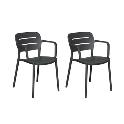 Abbildung von LC Garden Veti Stapelstuhl 52,5x53x79cm Gartenstuhl Terassenstuhl Bistrostuhl (Anthrazit, 2er Set)