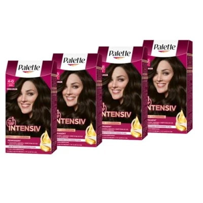 Abbildung von Palette Intensiv Creme Coloration 4 0/800 Dunkelbraun (4 x 115 ml), permanente Haarfarbe für leuchtende, langanhaltende Farbbrillanz &amp; 100% Grauabdeckung