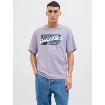 Abbildung von Jack &amp; Jones LOGO Rundhalsausschnitt Tshirt print, Herren, Größe: Medium, Languid lavender