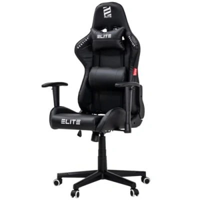 Abbildung von ELITE Gaming Stuhl MG200 Destiny Ergonomischer Bürostuhl Schreibtischstuhl Chefsessel Sessel Racing Gamingstuhl Drehstuhl Chair Kunstleder Sportsitz (Schwarz)