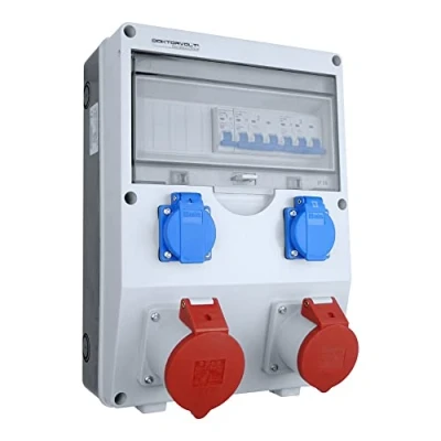 Abbildung von Preis Zone Stromverteiler ECO S mit 2x230V 1x16A 1x32A CEE Bals Steckdosen LSS 6kA Komplett Baustromverteiler Wandverteiler Doktorvolt