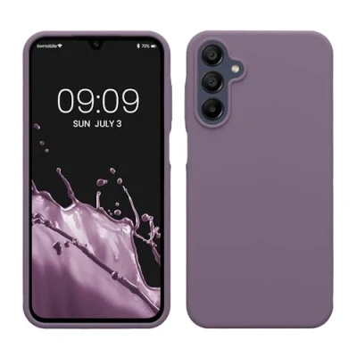 Abbildung von kwmobile Hülle kompatibel mit Samsung Galaxy A15 5G Silikon Handy Case Handyhülle weiche Oberfläche kabelloses Laden Helle Iris