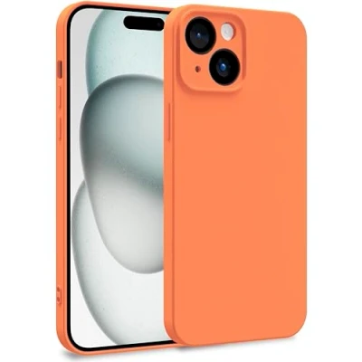 Abbildung von MyGadget Silikon Hülle kompatibel mit Apple iPhone 15 Zweilagige Handyhülle Kameraschutz Cover Innenfutter &amp; außen Orange