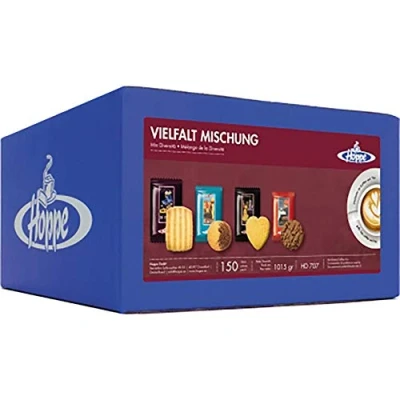 Abbildung von Hoppe Vielfalt Mischung, Kekse, Plätzchen, 4 Sorten, einzeln verpackt, 150 Stück, 1090g