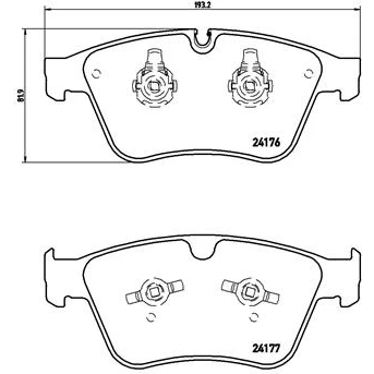 Abbildung von BREMBO P 50 105 Bremsbelagsatz für Verschleißwarnanzeiger vorbereitet mit Kolbenclip ohne Zubehör MERCEDES BENZ: ML Klasse, R Klasse