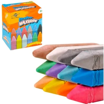 Abbildung von Smart Planet Straßenmalkreide Set für Kinder in 12 bunten Farben Kreide 10 x 2 2cm zum Malen auf Straße Wasserlösliche Malkreide im Freien