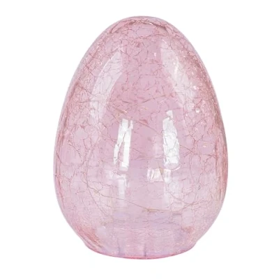 Abbildung von levandeo LED Osterei H16cm Rosa Glas Licht mit Timer Dekolampe Tischlampe Stimmungslicht Osterdeko Crackle Look