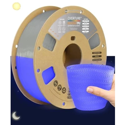 Abbildung von OVERTURE Hochgeschwindigkeit TPU Filament 1.75mm Schwarz, Flexibles 95A 1KG High Speed 3D Drucker Maßgenauigkeit (±0,02mm) (HS Luminous Electric Indigo)