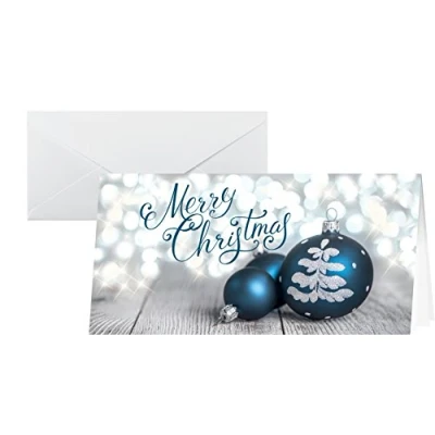 Abbildung von SIGEL DS058 Weihnachtskarten Set mit Umschlag DIN lang 25 Stück blau/silber &quot;Delightful Christmas&quot; ideal zum Bedrucken