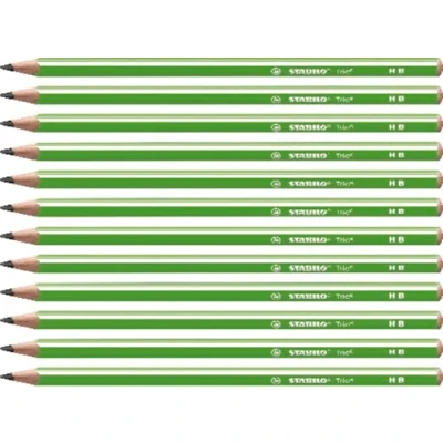 Abbildung von Dreikant Schulbleistift STABILO Trio Bleistift in grün 12er Pack Härtegrad HB