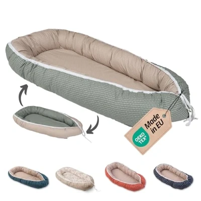 Abbildung von ULLENBOOM Babynest 100% OEKO TEX Materialien &amp; Made in EU, Blätterzauber Babynestchen Neugeborene aus kuscheliger Baumwolle, Ideal als Reisebett Kuschelnest geeignet