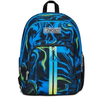 Abbildung von Seven Schulrucksack Adavanced Detach, Schwarz Blau, Multi Shade Boy, Doppelfach mit abnehmbarer Tasche, Rucksack, PC Trinkflaschenhalter, mittlere und obere Kinder Jungen, ,