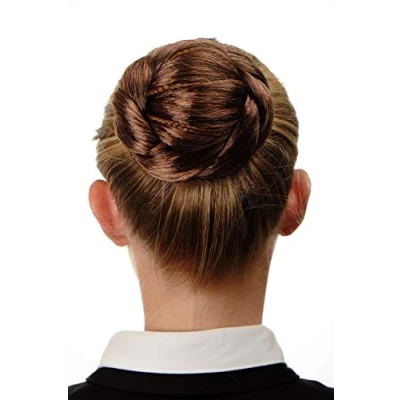 Abbildung von WIG ME UP Dutt Haarknoten Haarteil aufwendig geflochten verspielt Tracht Steck Kamm Haarnadel Braun Dunkelbraun Kupferbraun Mix N672 4T30