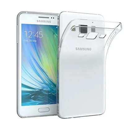 Abbildung von EAZY CASE Hülle kompatibel mit Samsung Galaxy A3 (2015) Schutzhülle Silikon, Ultra dünn, Slimcover, Handyhülle, Silikonhülle, Backcover, Durchsichtig, Klar Transparent