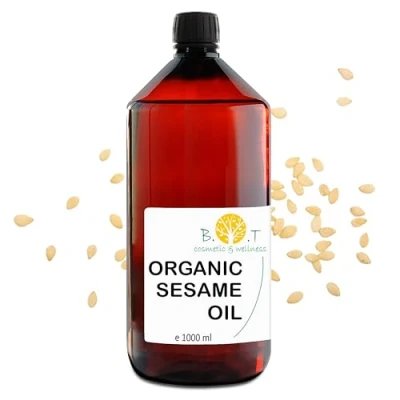 Abbildung von B.O.T cosmetic &amp; wellness Bio Sesamöl 100% natürlich kaltgepresst Haut , Haar Massagepflege Anti Aging Feuchtigkeitspflege DIY Kosmetik 1000 ml