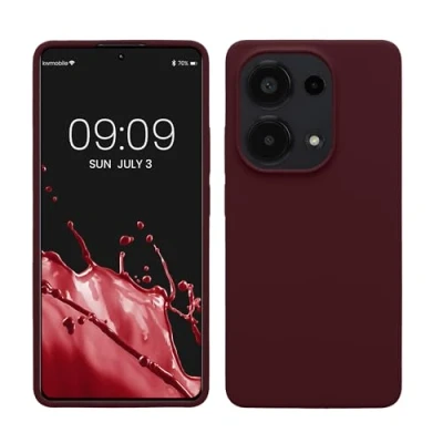 Abbildung von kwmobile Hülle kompatibel mit Xiaomi Redmi Note 13 Pro 4G Silikon Handy Case Handyhülle weiche Oberfläche kabelloses Laden Bordeaux Violett