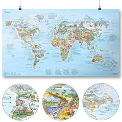 Abbildung von Wander Weltkarte AWESOME MAPS Entdecke 300 malerische Wanderungen 97,5 x 56cm Poster (Hiking Map)