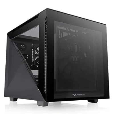 Abbildung von Thermaltake Divider 200 TG Black Micro ATX PC Gehäuse 3 x gehärtetes 3mm Glasseitenteil schwarz