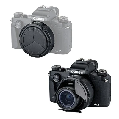 Abbildung von JJC Automatik Objektivdeckel mit Blitzschuhabdeckung für Kamera Canon Powershot G1X Mark III Schwarz