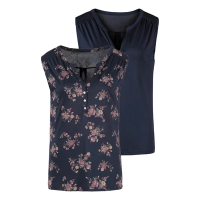 Abbildung von Lascana 2 PACK Top, Damen, Größe: 32/34, Navy