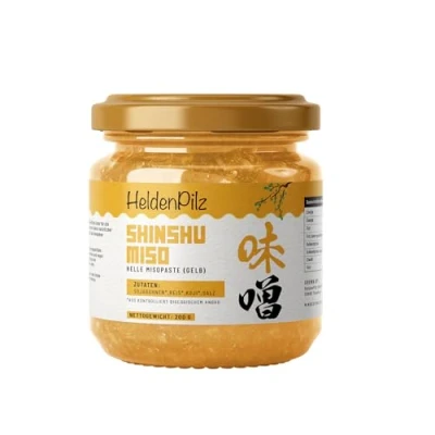 Abbildung von HeldenPilz® Organic Miso unpasteurisierte Misopaste Helle Shinshu Weißes aus Reis 100% natürliche Zutaten Bio Nachhaltig Plastikfrei (Shinshu (Glas))