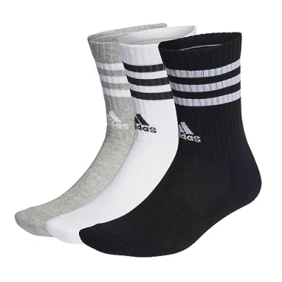 Abbildung von adidas Unisex Kinder Socken 3S C Spw Crw 3P, Medium Grey Heather/White/Black/White, IC1323, KM