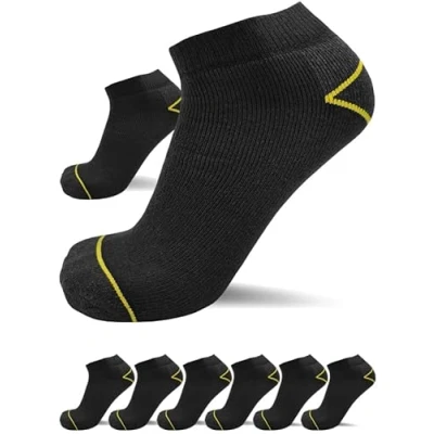 Abbildung von sogzz Arbeitssocken Sneaker Socken Herren kurz 6 Paar Arbeit Socken, Arbeitersocken z.B. für Arbeitsschuhe, Work Socks, Modell: Basic, 43 46, Schwarz/Schwarz