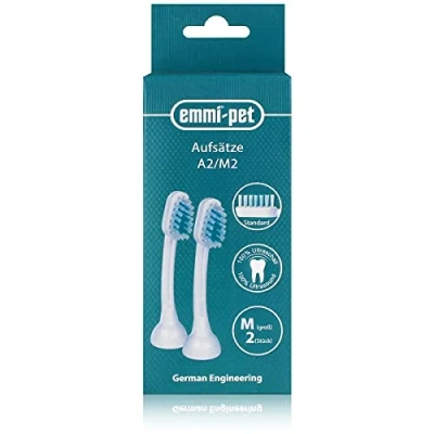 Abbildung von emmi pet 2x A2 (M) große Ultraschall Aufsatz Bürsten für 1.0 &amp; 2.0 Ultraschallzahnbürste I Beugt Zahnstein vor, bekämpft Mundgeruch Zahnfleischentzündungen geräuschlos ohne Schrubben