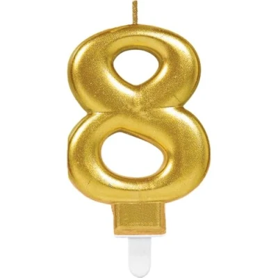 Abbildung von Adult Metallic Gold Candle Number 8
