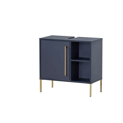 Abbildung von Schildmeyer Kent Waschbeckenunterschrank, Holzwerkstoff, Nachtblau/Gold, 65,3 x 33,1 63,3 cm