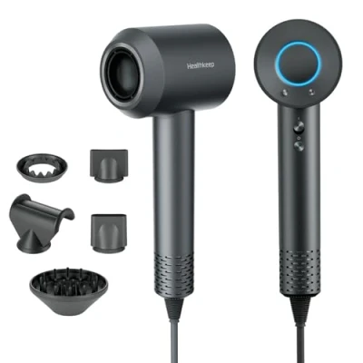 Abbildung von Healthkeep Hochgeschwindigkeits Haartrockner 2000W Bürstenloser Motor 120.000 U/min für schnelles Trocknen Luftstrom 25 m/s, Negative Ionen 200 Millionen Leise 58 dB, 5 Styling Aufsätze