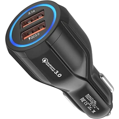 Abbildung von Hoppac USB Auto Ladegerät, 2 Ports, Quick Charge 3.0, kompatibel mit iPad, Samsung Galaxy S10/S9/S8, Huawei, Xiaomi