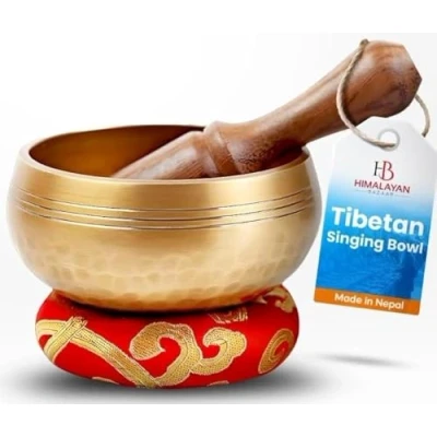 Abbildung von Tibetische Klangschalen Setz Einfach zu Spielen für Anfänger Authentische Handarbeit Heilung Meditation Yoga Klang Schüssel Perfekt Geschenk Frauen von Himalayan Bazaar (3 Zoll)