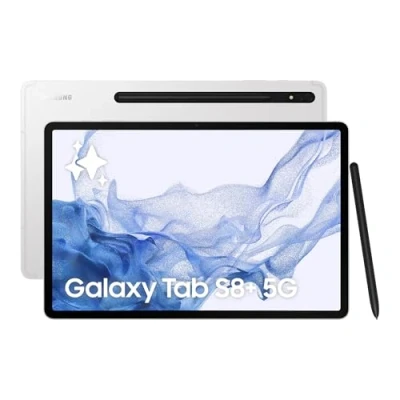 Abbildung von Samsung Galaxy Tab S8+, 12,4 Zoll, 256 GB interner Speicher, 8 RAM, 5G, Android Tablet inklusive S Pen, Silver, inkl. 36 Monate Herstellergarantie