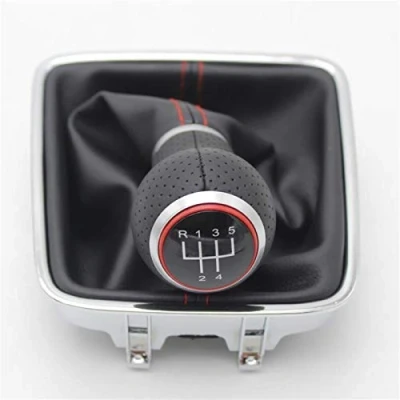 Abbildung von Pizgear for VW, Golf Plus 2005 2006 2007 2008 2009 2010 2011 2012 2013 2014 Auto Styling 5 6 Gang Schaltknauf Ledermanschette Schaltknauf(5 Speed)