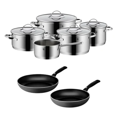 Abbildung von WMF Topf Set Aparto, Cromargan Edelstahl 18/10, &amp; Permadur Inspire Bratpfannen Induktion 24cm + 28cm